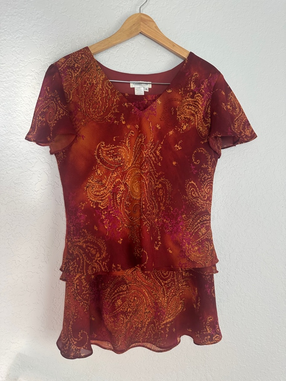 Coldwater Creek Paisley Rust 2pc Skirt Set Flowy Fall Fairy Forest Size 16